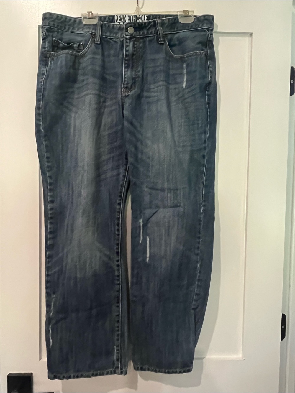Kenneth Cole Men’s Dark Wash Relaxed Straight Jeans 36x30